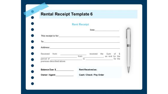 Printable Rent Receipt Rental Receipt Template Cash Ppt Infographics Background PDF