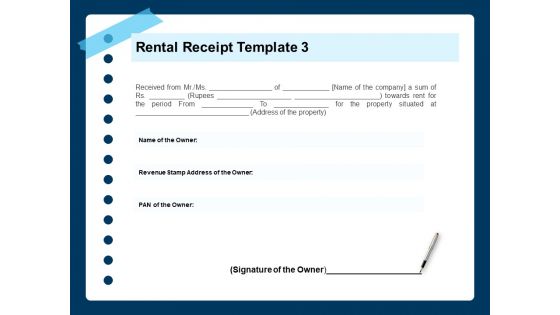 Printable Rent Receipt Rental Receipt Template Period Ppt Model Brochure PDF