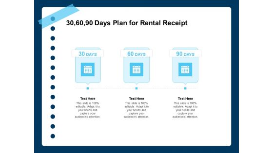 Printable Rent Receipt Template 30 60 90 Days Plan For Rental Receipt Ppt PowerPoint Presentation Diagram Templates PDF