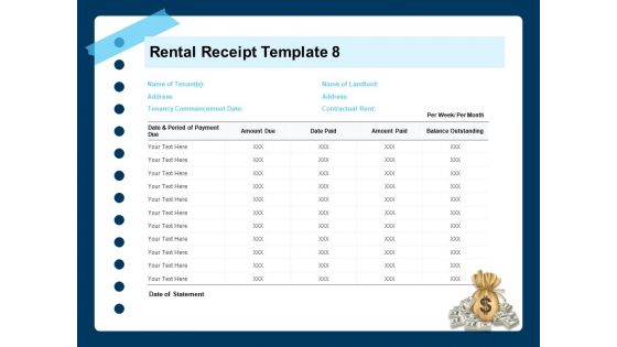 Printable Rent Receipt Template Rental Receipt Commencement Ppt PowerPoint Presentation Slide Download PDF