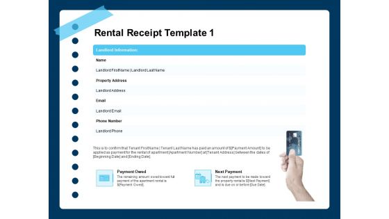 Printable Rent Receipt Template Rental Receipt Email Ppt PowerPoint Presentation Inspiration Templates PDF