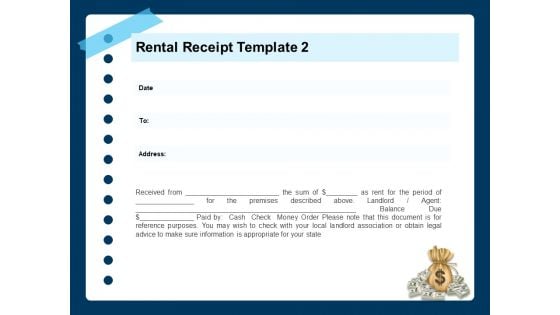 Printable Rent Receipt Template Rental Receipt Information Ppt PowerPoint Presentation Visual Aids PDF