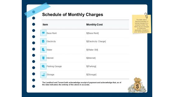 Printable Rent Receipt Template Schedule Of Monthly Charges Ppt Pictures Vector PDF