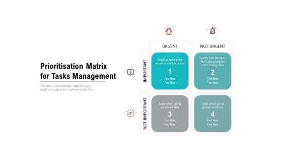 Prioritisation Matrix For Tasks Management Ppt PowerPoint Presentation Ideas Visual Aids PDF