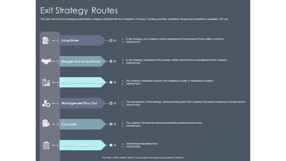 Private Equity Fund Pitch Deck To Raise Series C Funding Exit Strategy Routes Download PDF