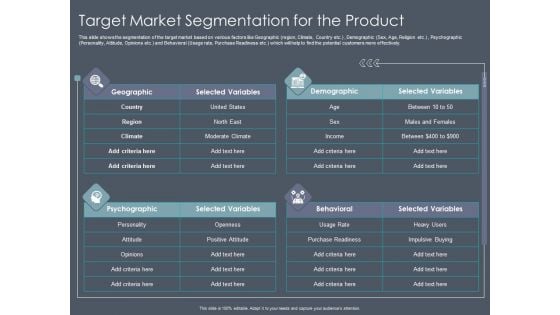 Private Equity Fund Pitch Deck To Raise Series C Funding Target Market Segmentation For The Product Formats PDF