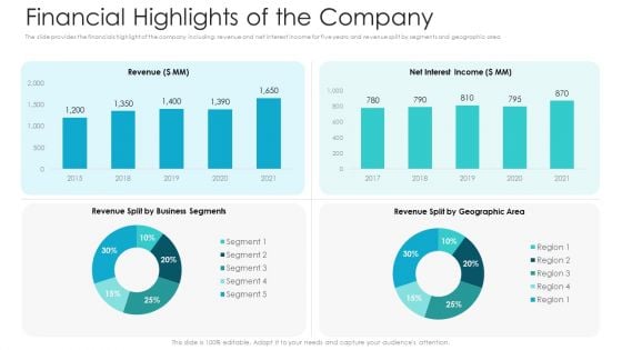 Private Equity Fundraising Pitch Deck Financial Highlights Of The Company Ppt Layouts Outline PDF