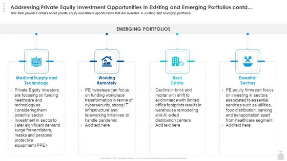 Private Funding In The Age Of COVID 19 Addressing Private Equity Investment Opportunities In Existing And Emerging Portfolios Contd Brochure PDF