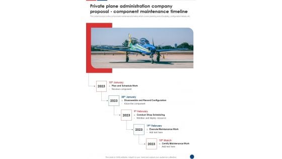 Private Plane Administration Company Component Maintenance Timeline One Pager Sample Example Document