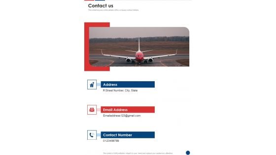 Private Plane Administration Company Proposal Contact Us One Pager Sample Example Document