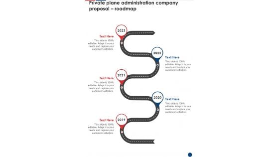 Private Plane Administration Company Proposal Roadmap One Pager Sample Example Document Private Plane Administration Company Proposal Roadmap One Pager Sample Example Document