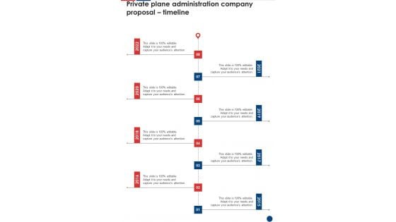 Private Plane Administration Company Proposal Timeline One Pager Sample Example Document