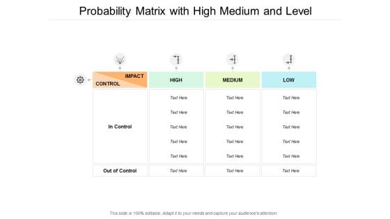 Probability Matrix With High Medium And Level Ppt PowerPoint Presentation Model Shapes