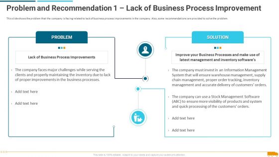 Problem And Recommendation 1 Lack Of Business Process Improvement Introduction PDF