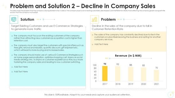 Problem And Solution 2 Decline In Company Sales Mockup PDF