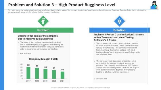 Problem And Solution 3 High Product Bugginess Level Ppt Slides Inspiration PDF
