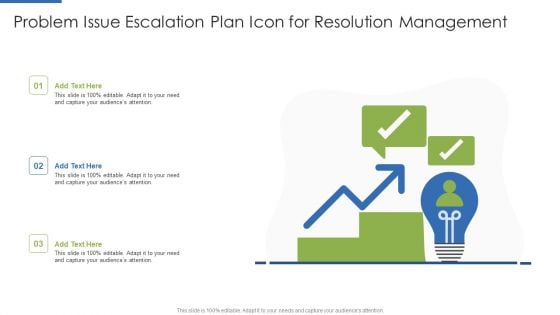 Problem Issue Escalation Plan Icon For Resolution Management Introduction PDF