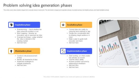 Problem Solving Idea Generation Phases Ppt Gallery Visual Aids PDF