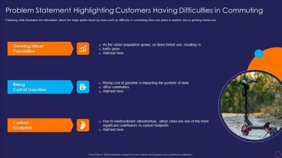 Problem Statement Highlighting Customers Having Difficulties In Commuting Ppt Influencers PDF