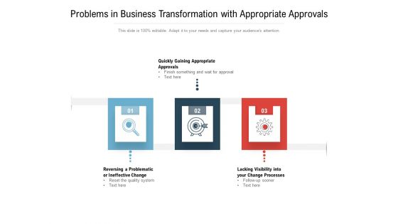 Problems In Business Transformation With Appropriate Approvals Ppt PowerPoint Presentation Gallery Background Image PDF