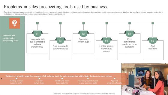 Problems In Sales Prospecting Tools Used By Business Graphics PDF