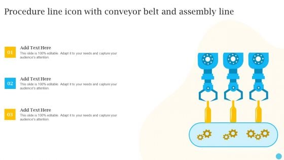 Procedure Line Icon With Conveyor Belt And Assembly Line Graphics PDF