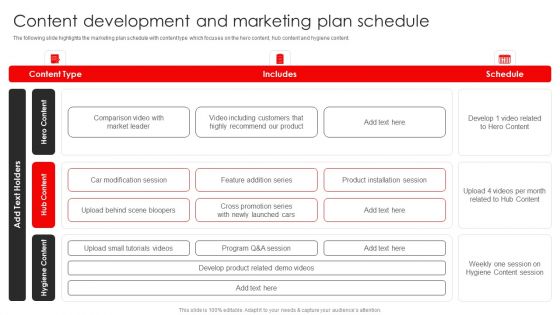 Procedure To Build Youtube Channel And Online Awareness Content Development And Marketing Plan Schedule Clipart PDF