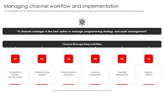 Procedure To Build Youtube Channel And Online Awareness Managing Channel Workflow And Implementation Download PDF