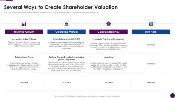 Procedure To Identify The Shareholder Value Several Ways To Create Shareholder Valuation Elements PDF