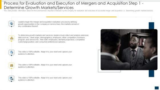 Process For Evaluation And Execution Of Mergers And Acquisition Step 1 Determine Growth Clipart PDF