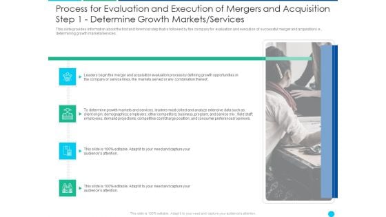 Process For Evaluation And Execution Of Mergers And Acquisition Step 1 Determine Growth Markets Services Structure PDF