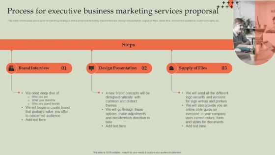 Process For Executive Business Marketing Services Proporsal Graphics PDF