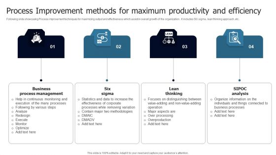 Process Improvement Methods For Maximum Productivity And Efficiency Structure PDF