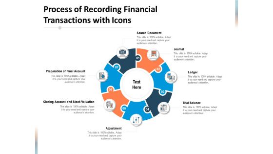 Process Of Recording Financial Transactions With Icons Ppt PowerPoint Presentation Show Slideshow