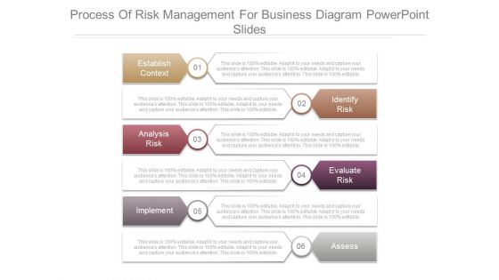 Process Of Risk Management For Business Diagram Powerpoint Slides