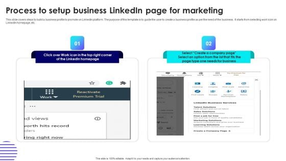 Process To Setup Business Linkedin Page For Marketing Infographics PDF Process To Setup Business Linkedin Page For Marketing Infographics PDF