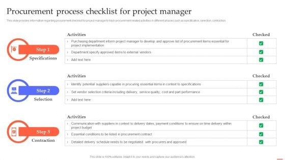 Procurement Process Checklist For Project Manager Efficient Project Administration By Leaders Clipart PDF