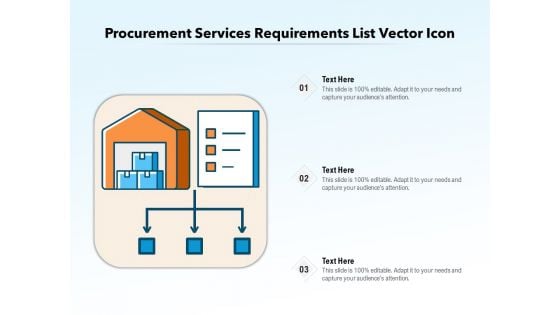 Procurement Services Requirements List Vector Icon Ppt PowerPoint Presentation Outline Graphic Tips PDF