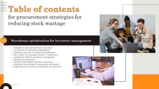 Procurement Strategies For Reducing Stock Wastage Table Of Contents Diagrams PDF