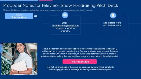 Producer Notes For Television Show Fundraising Pitch Deck Sample PDF