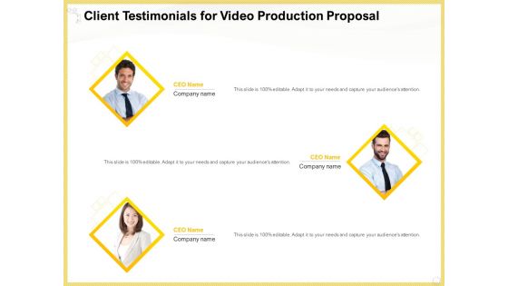 Producing Video Content Client Testimonials For Video Production Proposal Portrait PDF