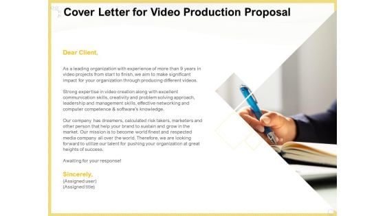 Producing Video Content Cover Letter For Video Production Proposal Inspiration PDF