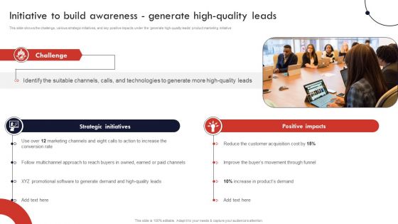 Product And Services Promotion Initiative To Build Awareness Generate High Quality Leads Designs PDF