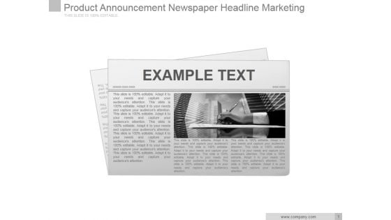 Product Announcement Newspaper Headline Marketing Ppt PowerPoint Presentation Slide Download