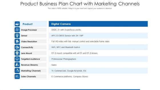 Product Business Plan Chart With Marketing Channels Ppt Information PDF