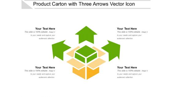 Product Carton With Three Arrows Vector Icon Ppt PowerPoint Presentation Slides Inspiration PDF