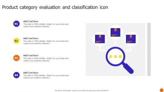 Product Category Evaluation And Classification Icon Themes PDF