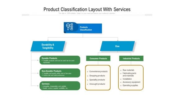 Product Classification Layout With Services Ppt PowerPoint Presentation File Model PDF