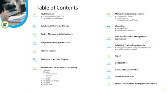 Product Demand Administration Table Of Contents Brochure PDF