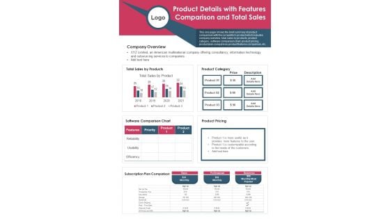 Product Details With Features Comparison And Total Sales PDF Document PPT Template Product Details With Features Comparison And Total Sales PDF Document PPT Template